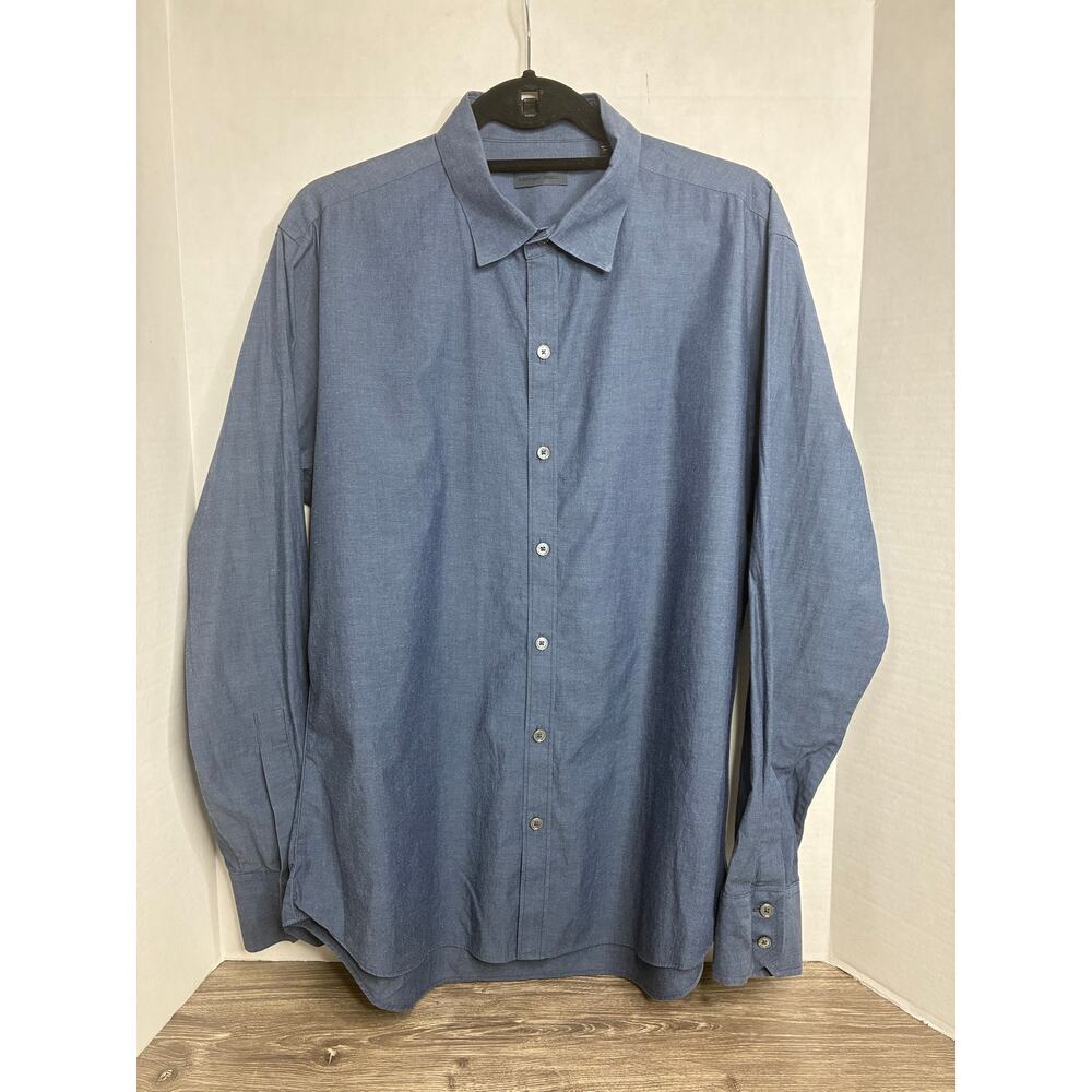 Zachary Prell Shirt Men Button Up Blue Long Sleeve Large Office Stretch